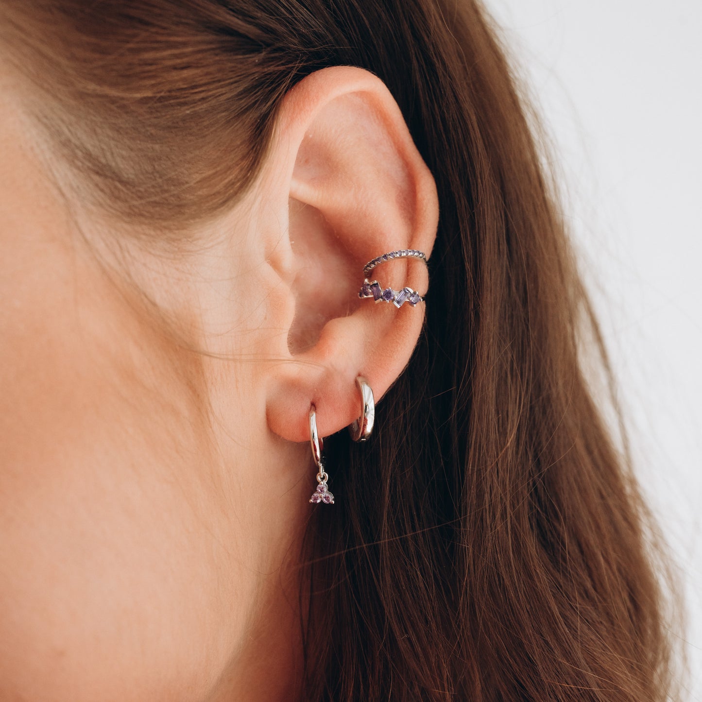 Purple Charm Small Hoops